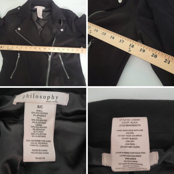 Philosophy Grunge Glam Rock Faux Suede Full Zip Asymmetrical Moto Biker Jacket - Picture 11 of 11